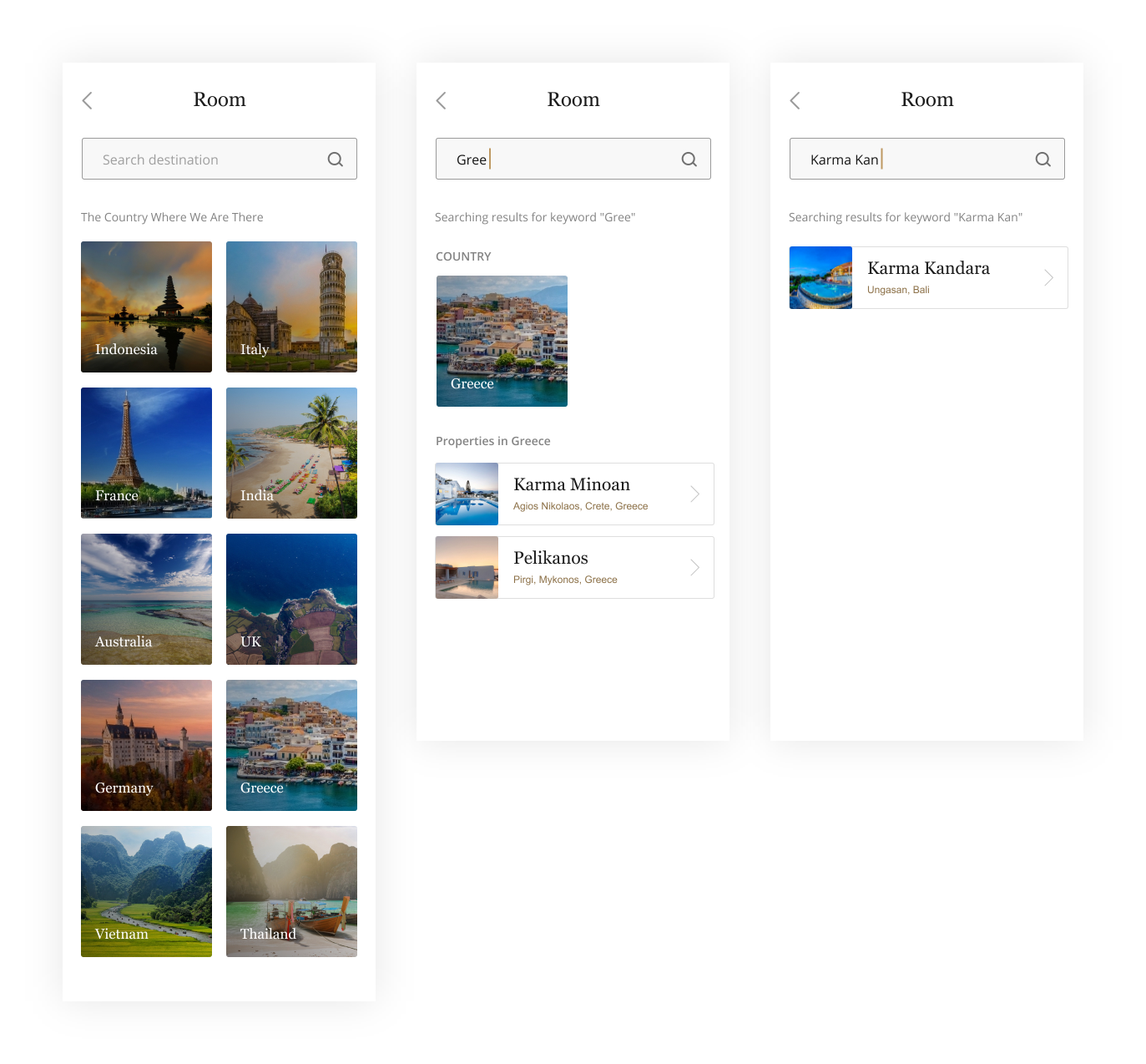 Products by Country & Search